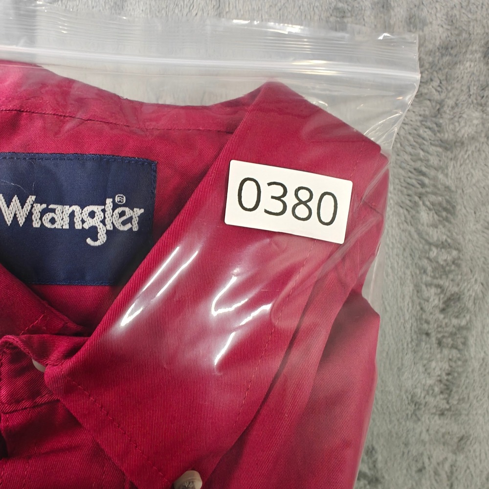 Wrangler Western Shirt Mens LT Red Long Sleeve Button Down Cotton Tall - Picture 8 of 11